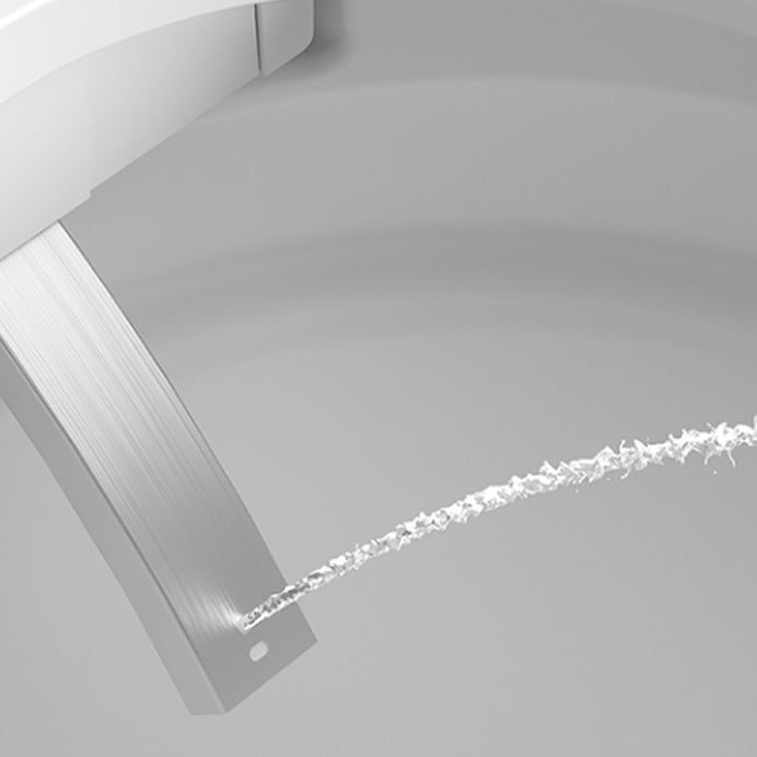 Elongated Contemporary Smart Toilet White Ceramic Foot Sensor