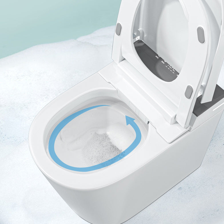 Contemporary Foot Sensor Elongated White Ceramic Smart Toilet