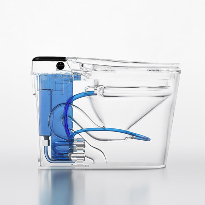 Elongated White Ceramic Contemporary Foot Sensor Smart Toilet