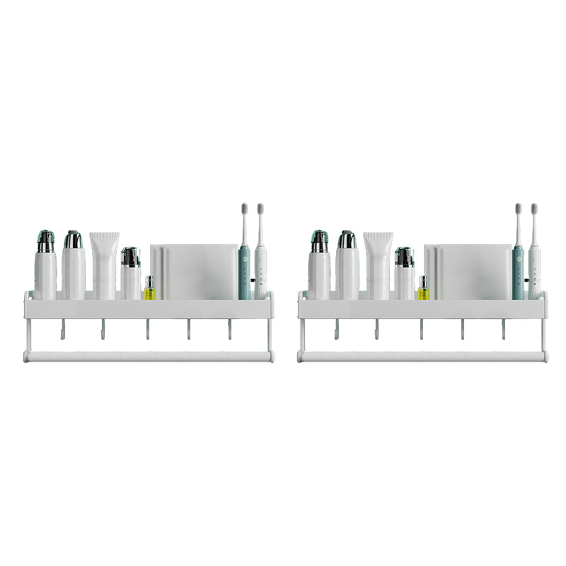 2-Piece Modern Bathroom Accessory Set White Rectangular Bath Shelf