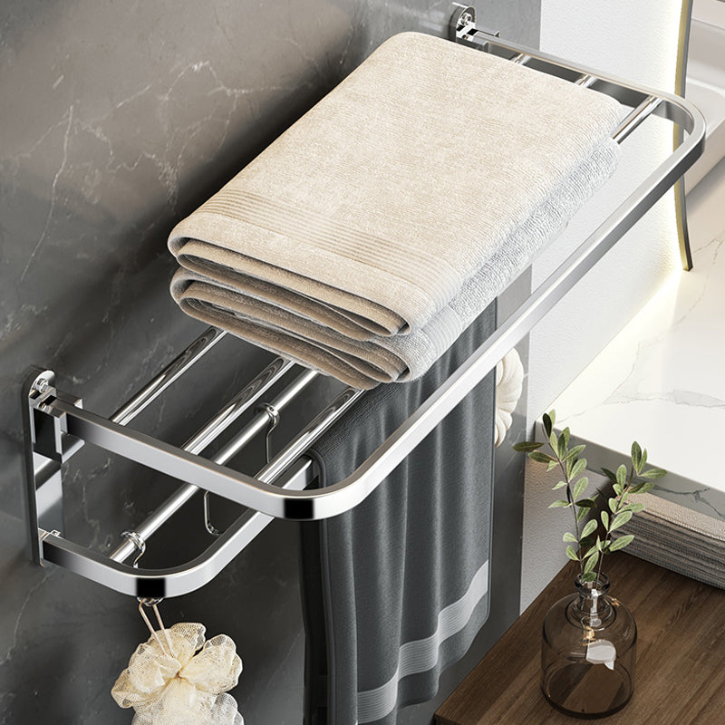 Polished Chrome Modern Bathroom Accessory Set in Stainless with Bath Shelf/Towel Bar