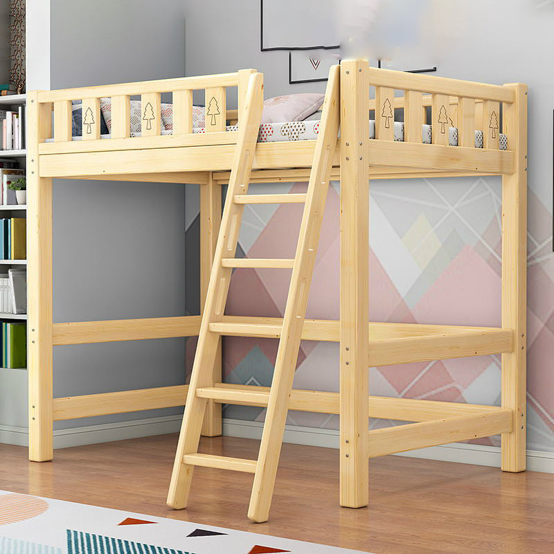 Mattress Included Headboard Bed Guardrail Loft Bed with Bookcase