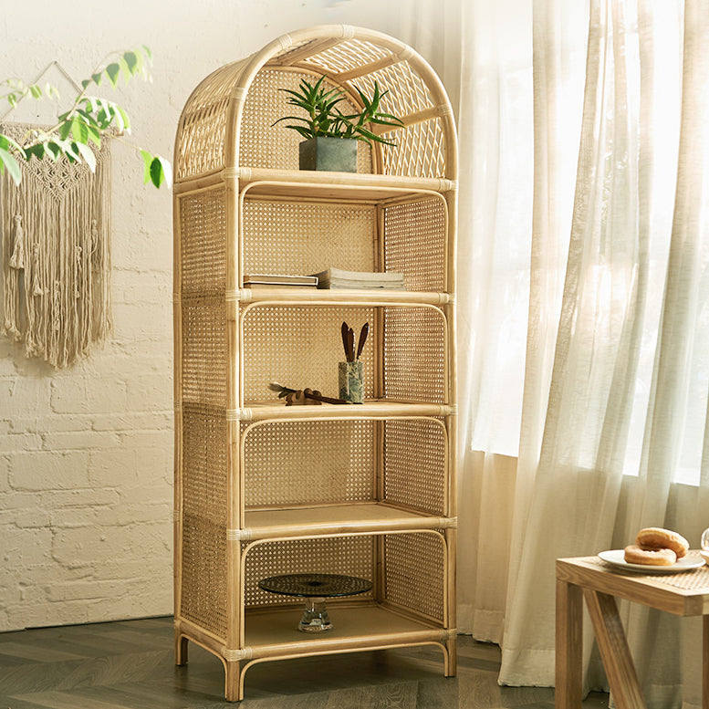 Contemporary Wooden Bookcase Closed Back Standard Bookshelf with Shelves