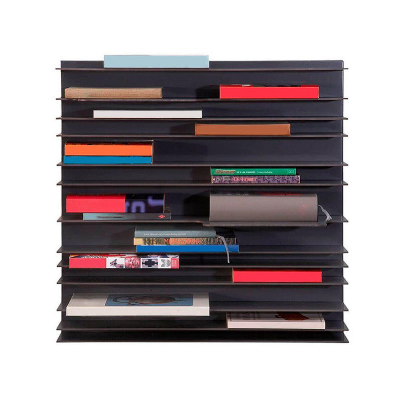 Industrial Metal Bookcase Floating Closed Back Bookshelf with Shelves