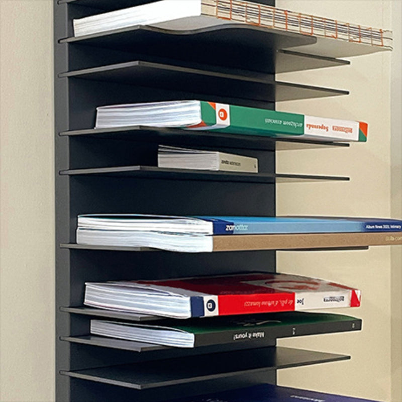 Industrial Metal Bookcase Floating Closed Back Bookshelf with Shelves