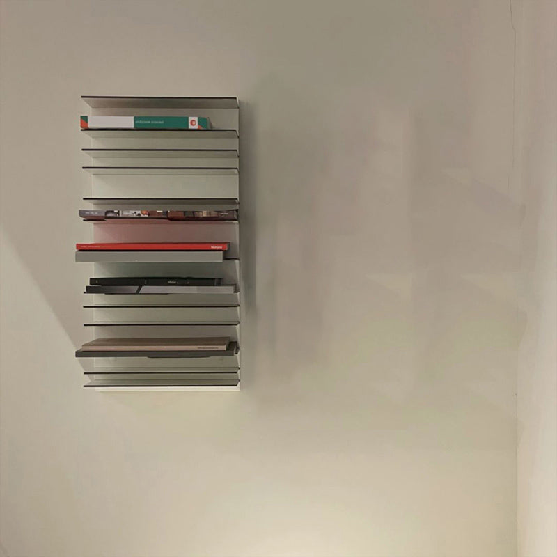 Industrial Metal Bookcase Floating Closed Back Bookshelf with Shelves