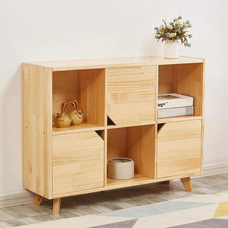 Wooden Natural Bookcase Contemporary Closed Back Standard Bookshelf