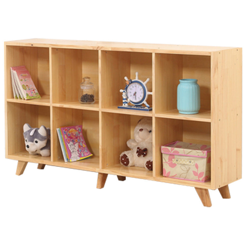 Wooden Natural Bookcase Contemporary Closed Back Standard Bookshelf