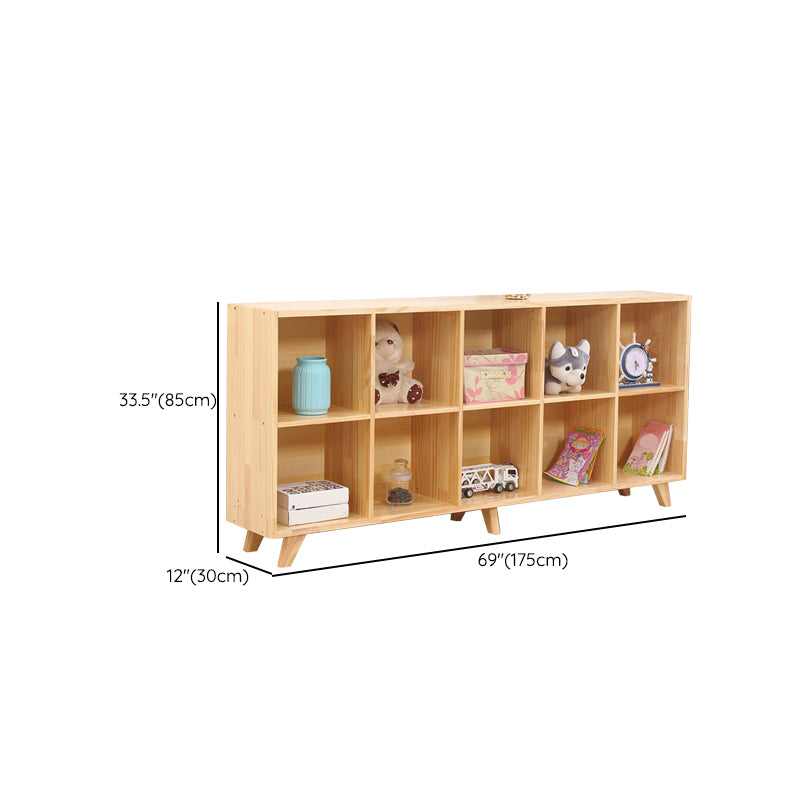 Wooden Natural Bookcase Contemporary Closed Back Standard Bookshelf