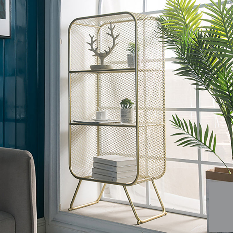Gold Metal Bookshelf Closed Back Standard Bookcase with Shelves