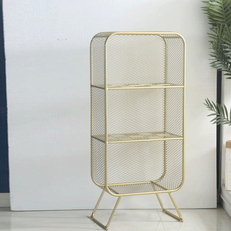 Gold Metal Bookshelf Closed Back Standard Bookcase with Shelves