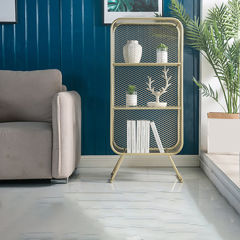 Gold Metal Bookshelf Closed Back Standard Bookcase with Shelves