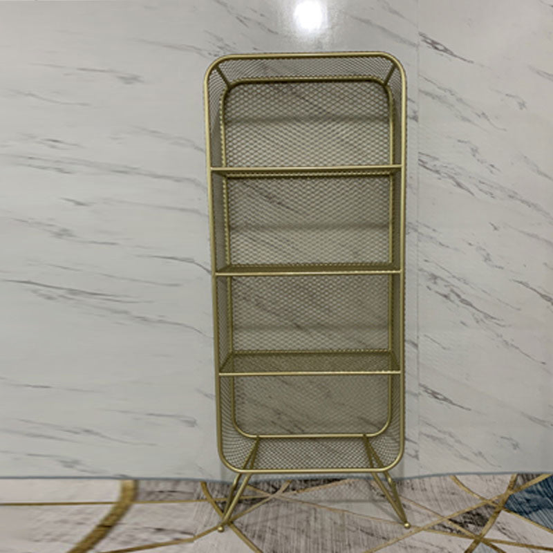 Gold Metal Bookshelf Closed Back Standard Bookcase with Shelves