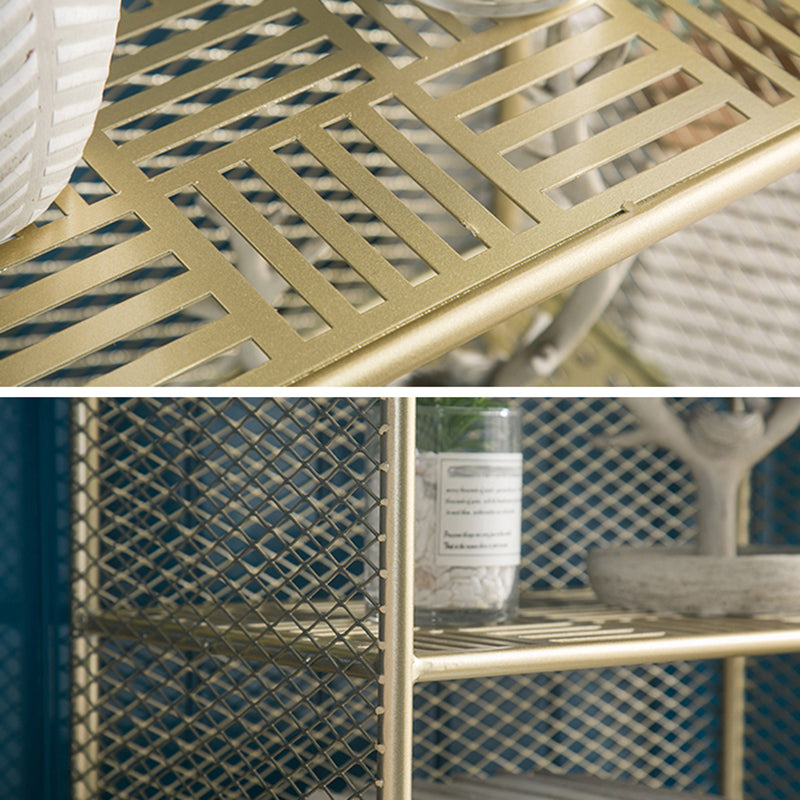 Gold Metal Bookshelf Closed Back Standard Bookcase with Shelves