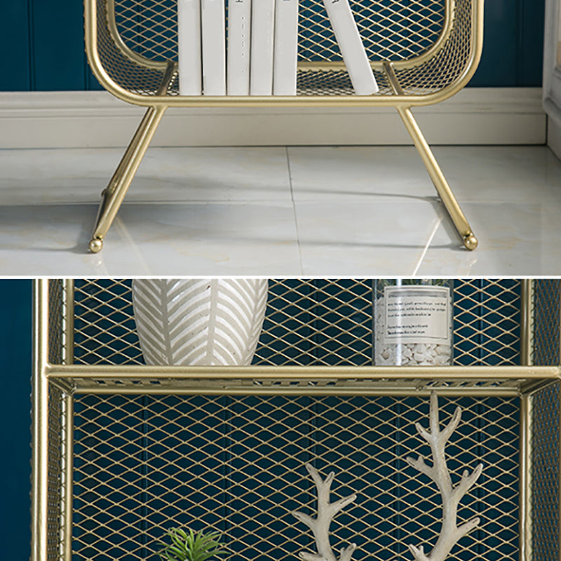 Gold Metal Bookshelf Closed Back Standard Bookcase with Shelves