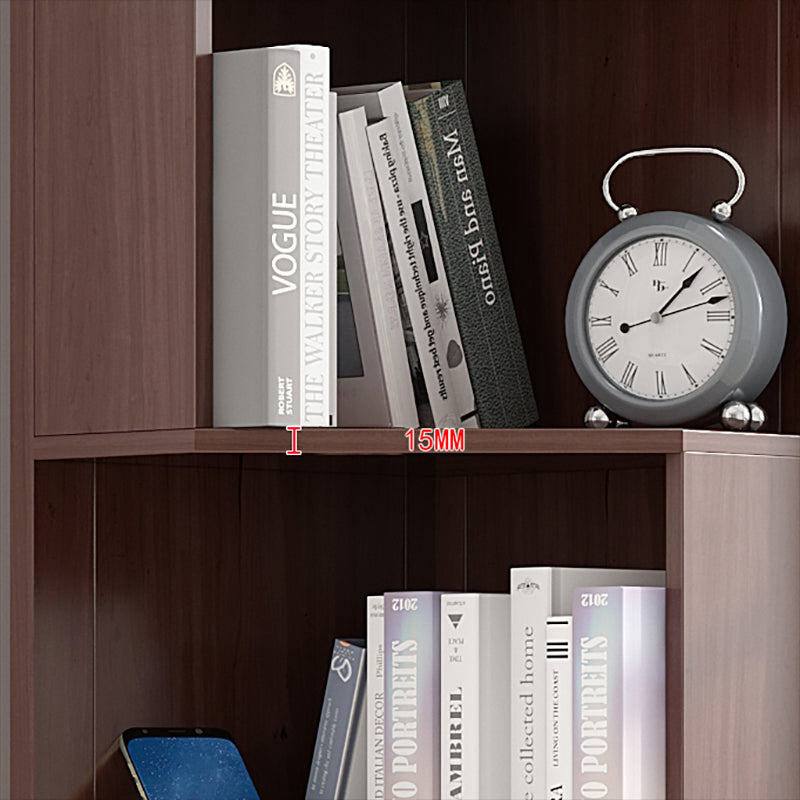 Corner Contemporary Bookshelf Wooden Closed Back Bookcase with Shelves