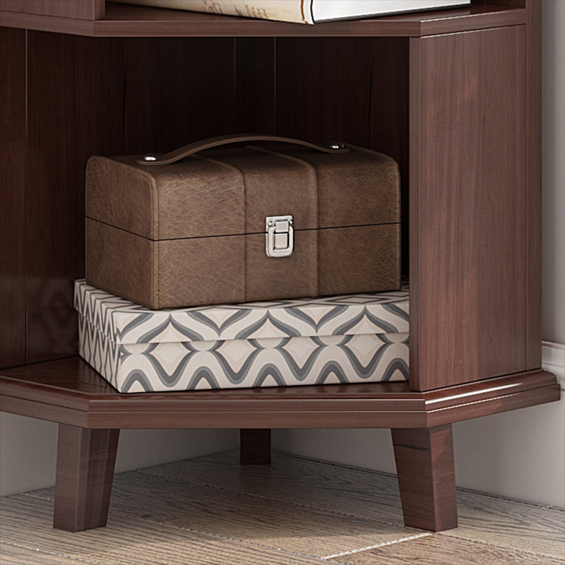 Corner Contemporary Bookshelf Wooden Closed Back Bookcase with Shelves
