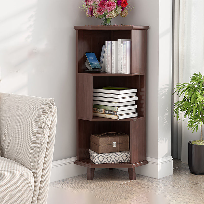 Corner Contemporary Bookshelf Wooden Closed Back Bookcase with Shelves