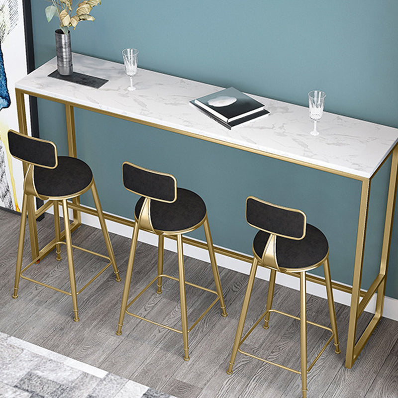 White Faux Marble Table Modern Style Bistro Bar Table for Patio Use