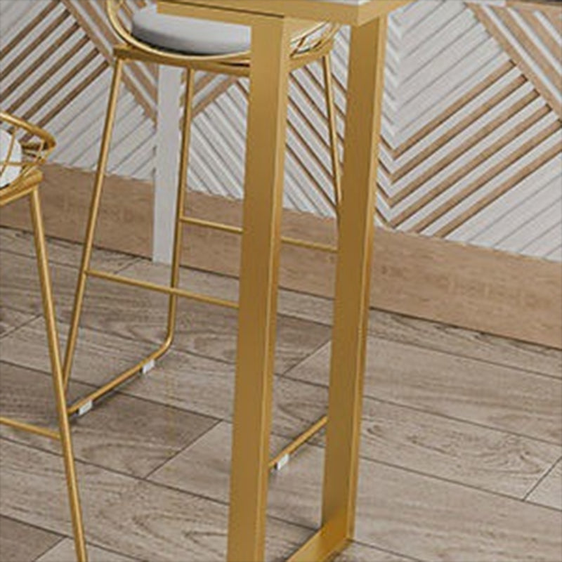 Marble Top Bar Table Rectangle Contemporary Style Pub Table for Home