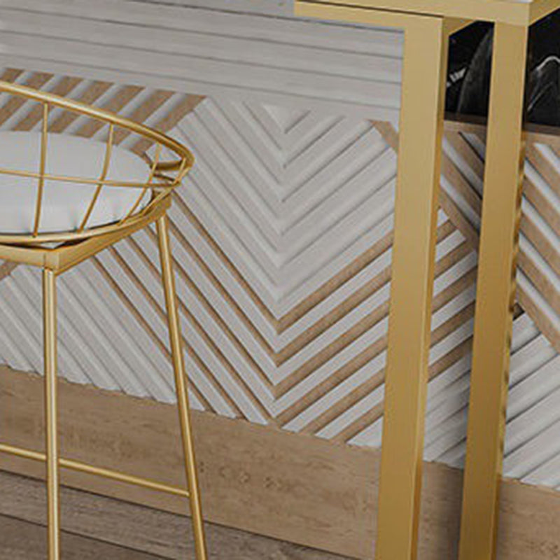 Marble Top Bar Table Rectangle Contemporary Style Pub Table for Home