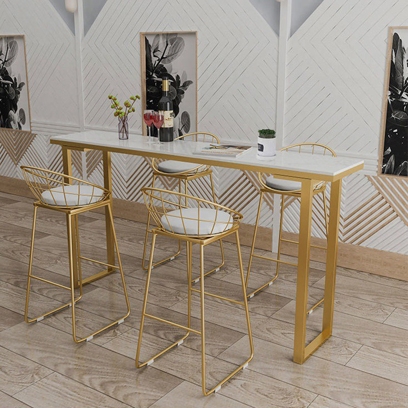 Marble Top Bar Table Rectangle Contemporary Style Pub Table for Home