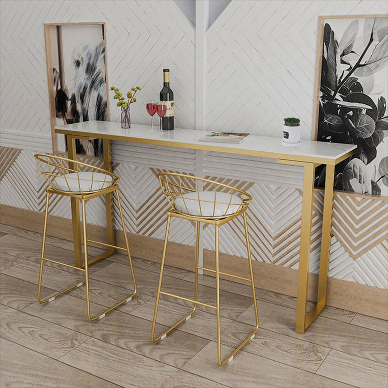 Marble Top Bar Table Rectangle Contemporary Style Pub Table for Home