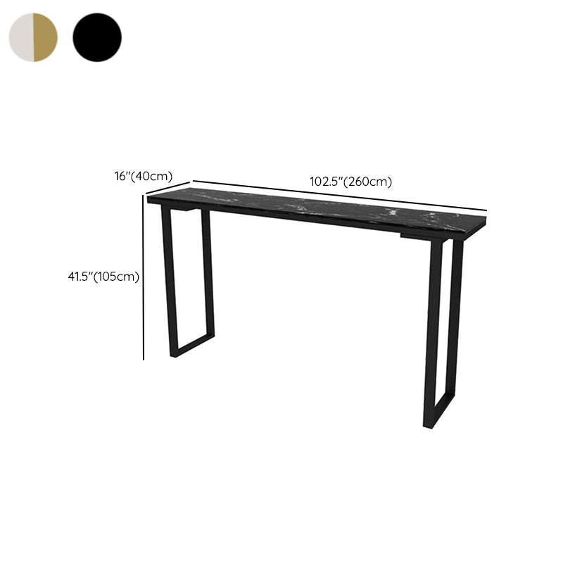 Marble Top Bar Table Rectangle Contemporary Style Pub Table for Home