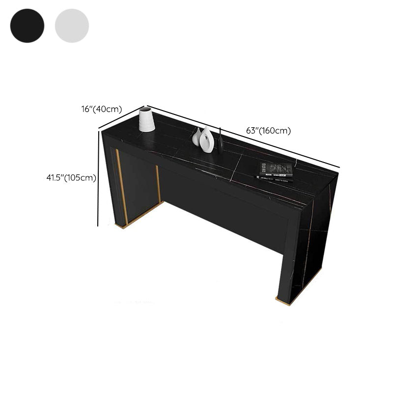 Modern Sintered Stone Bistro Table Rectangle Bar Table with Wooden Base