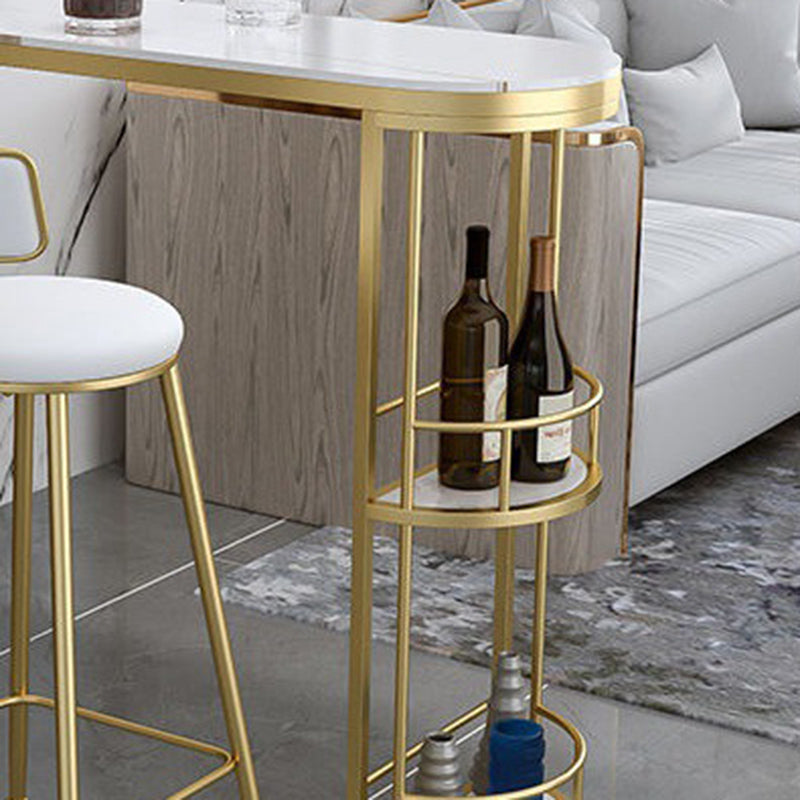 Sintered Stone Bar Table Modern Tulip Dining Table with Storage Shelves