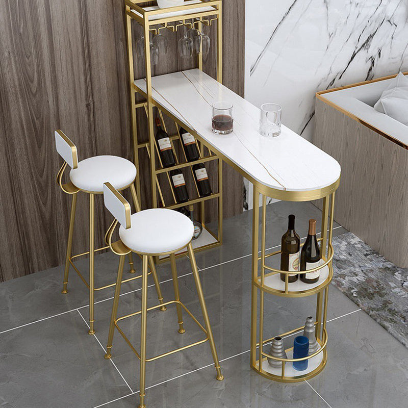 Sintered Stone Bar Table Modern Tulip Dining Table with Storage Shelves