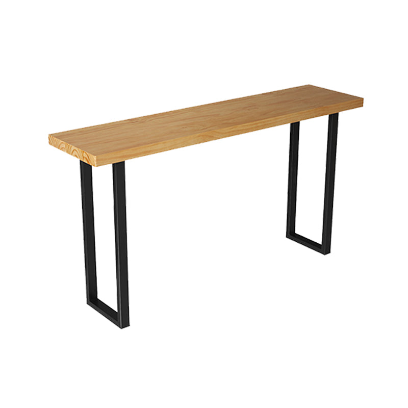 Brown Solid Wood Bar Table Black Legs and Metal Base Bar Table