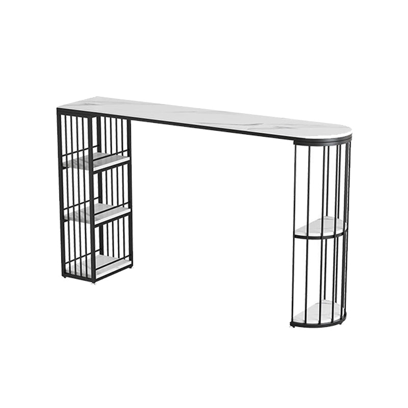 Sintered Stone Bar Table Industrial Dining Table with Storage Shelves