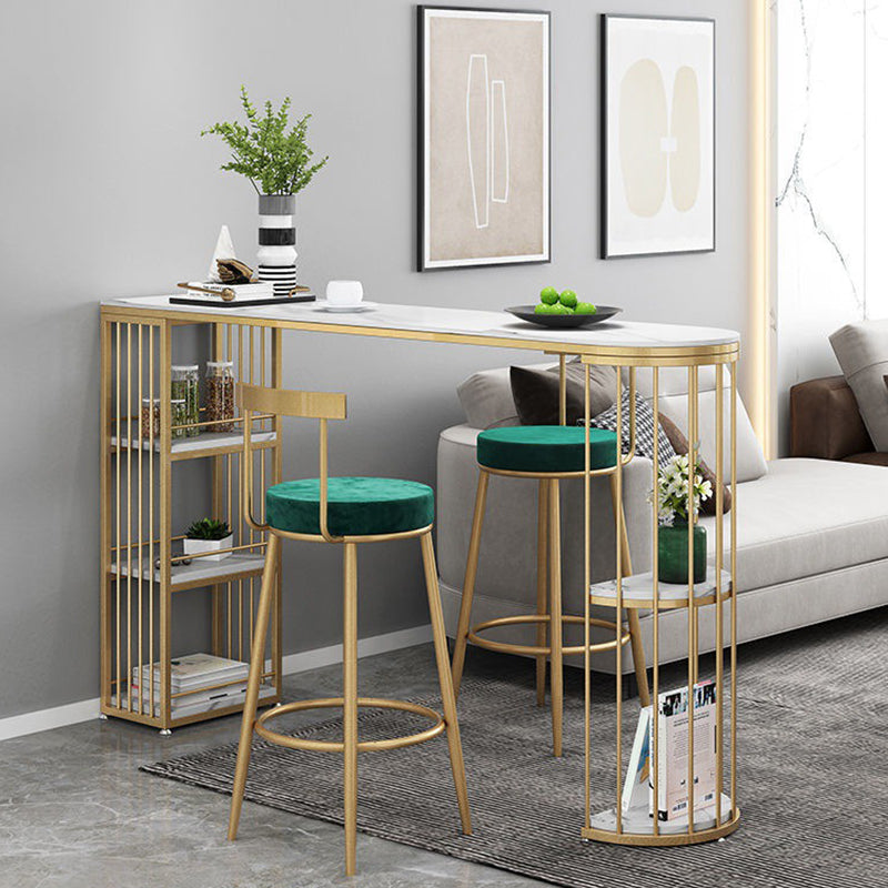 Sintered Stone Bar Table Industrial Dining Table with Storage Shelves