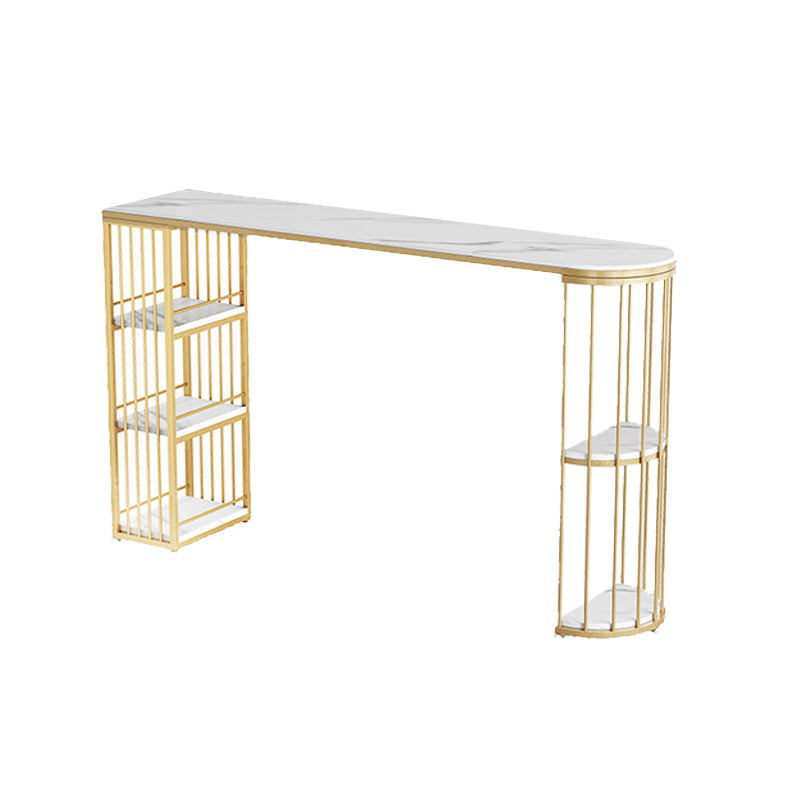 Sintered Stone Bar Table Industrial Dining Table with Storage Shelves