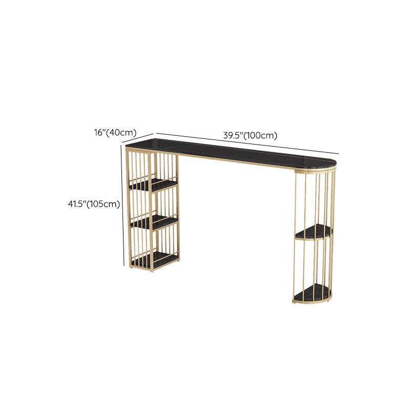 Sintered Stone Bar Table Industrial Dining Table with Storage Shelves