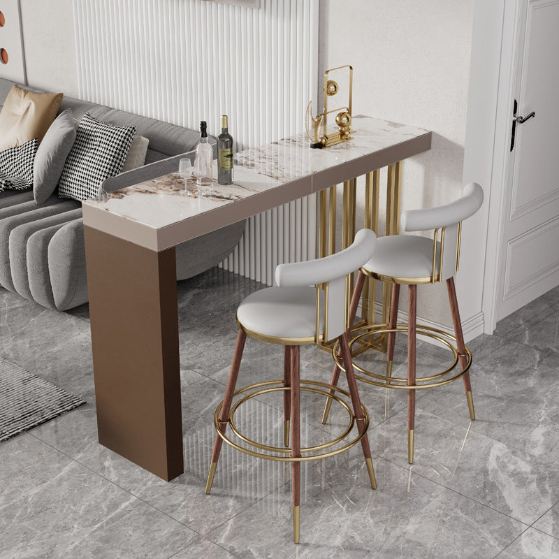 Brown Sintered Stone Bar Table Rectangle Dining Table for Kitchen Living Room