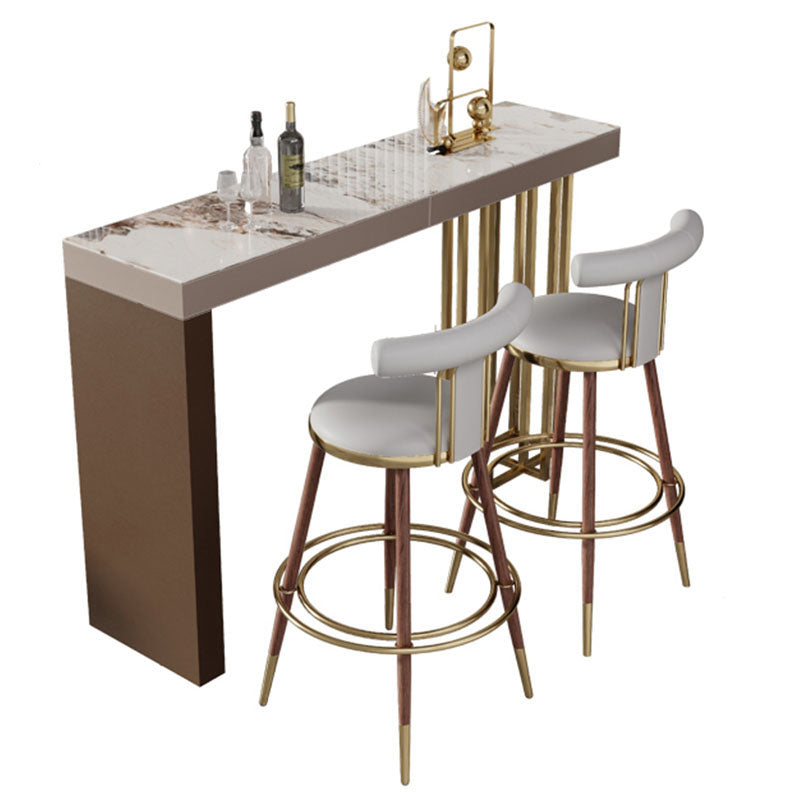 Brown Sintered Stone Bar Table Rectangle Dining Table for Kitchen Living Room