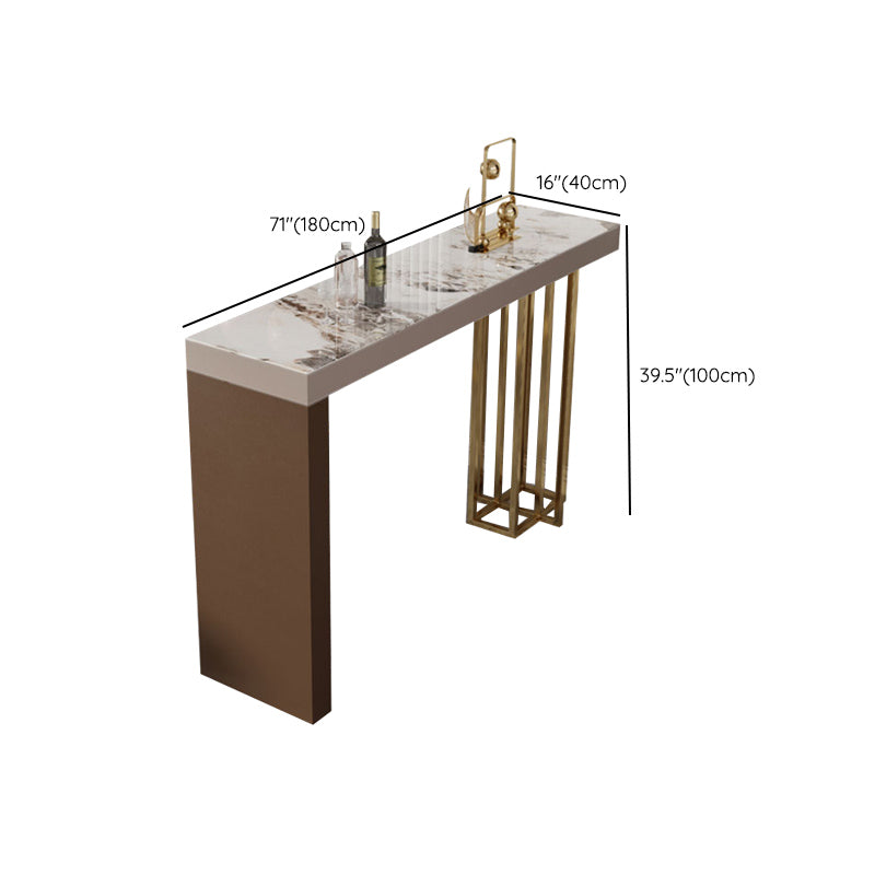 Brown Sintered Stone Bar Table Rectangle Dining Table for Kitchen Living Room