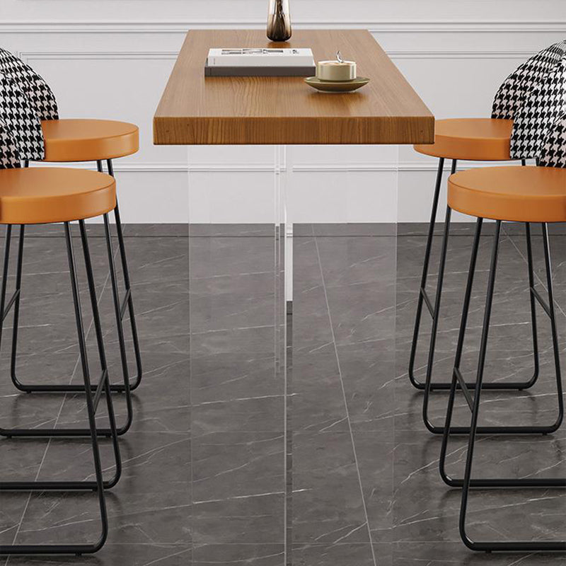 Brown Rectangle Bar Height Table Modern Solid Wood Bar Dining Table