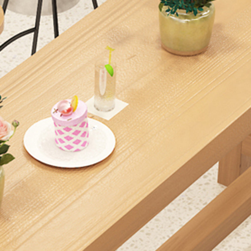 Contemporary Solid Wood Bar Dining Table Trestle Base Bar Table in Natural