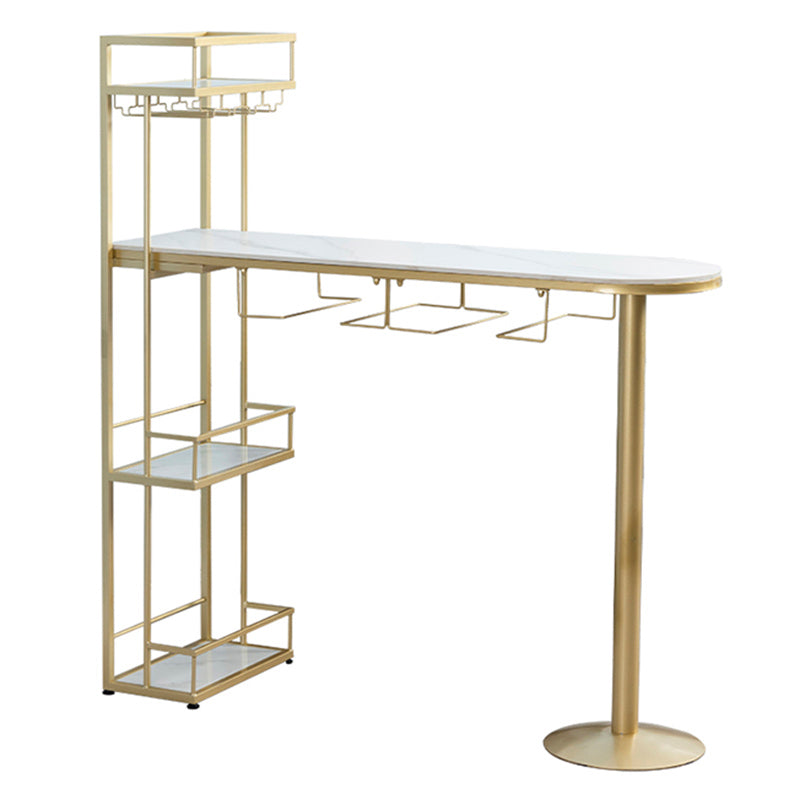 Contemporary Bar Dining Table Metal Frame Bar Table with Wine Rack