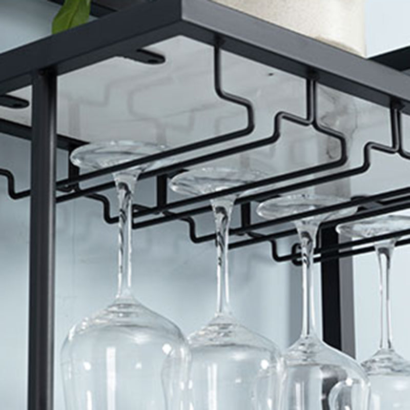 Contemporary Bar Dining Table Metal Frame Bar Table with Wine Rack