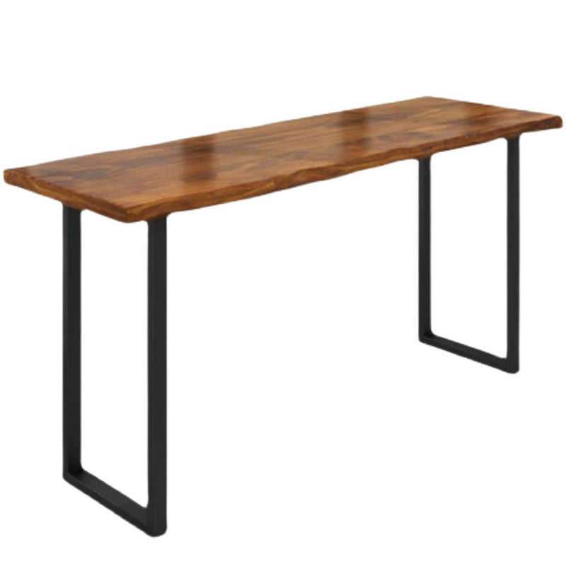 Industrial Double Pedestal Bar Dining Table Solid Wood Top Bar Table