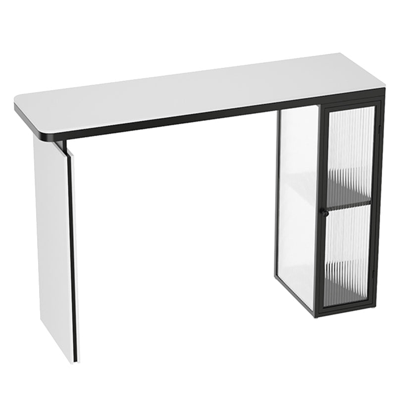 Rectangle White Stone Top Bar Dining Table Contemporary Bar Height Table