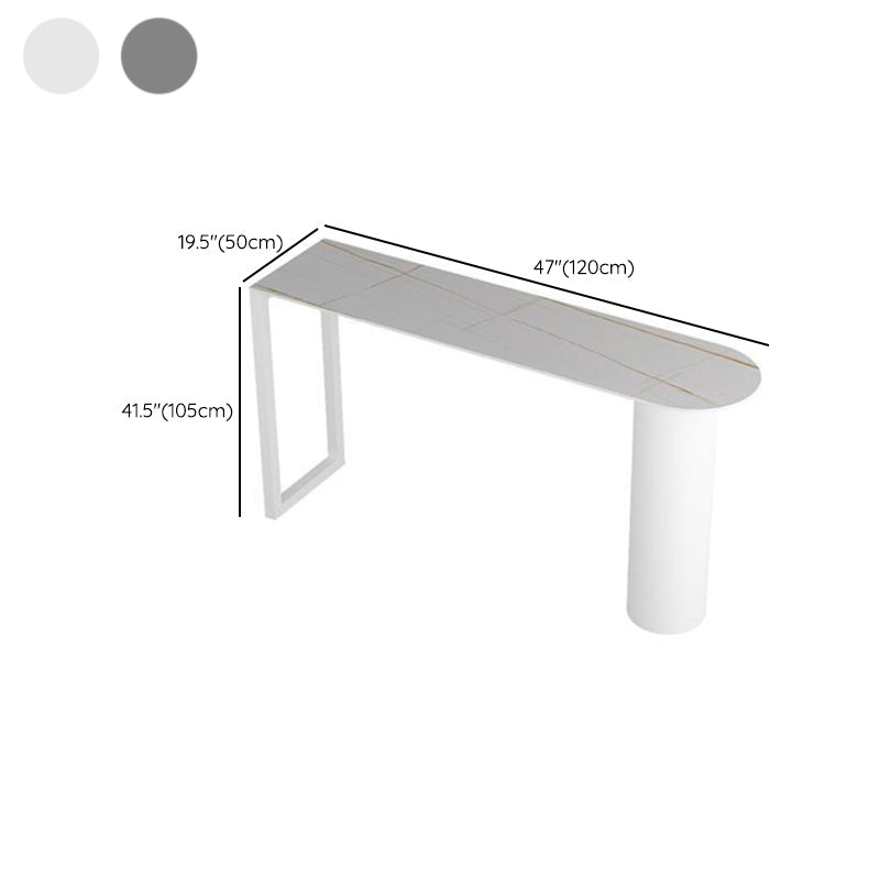 Industrial Stone Indoor Bar Height Table Double Pedestal Bar Dining Table