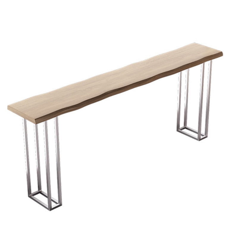 Rectangle Bar Table in Metal and Wood Industrial Double Pedestal Bar Table