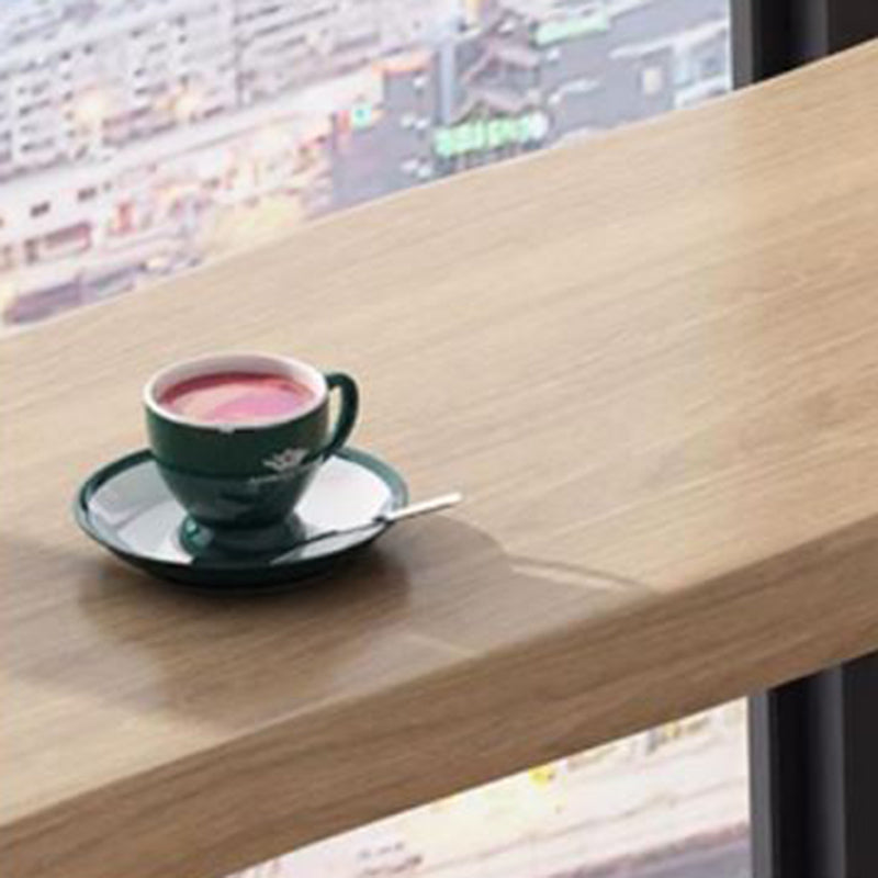 Rectangle Bar Table in Metal and Wood Industrial Double Pedestal Bar Table