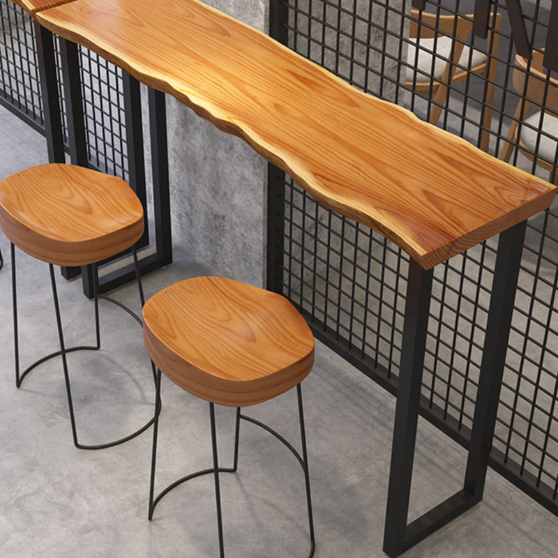 Industrial Rectangle Bar Height Table Solid Wood Top Bar Table for Dining Room