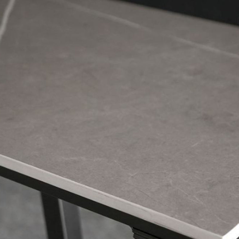 Contemporary Rectangle Bar Height Table Iron and Stone Indoor Bar Dining Table